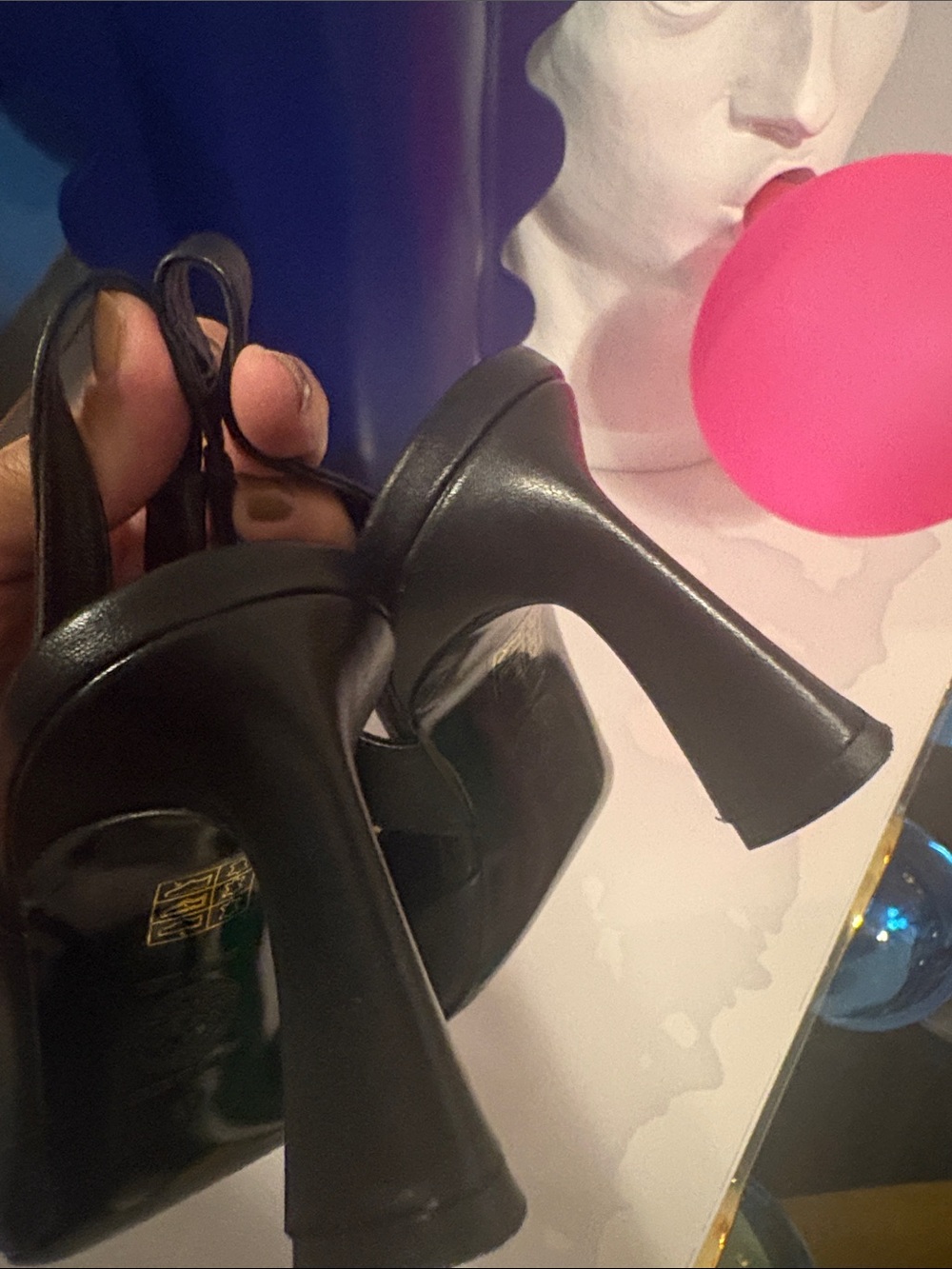 Authentic Versace Black Leather Slingback Pumps with Gold Medusa Plaques - Picture 5 of 5